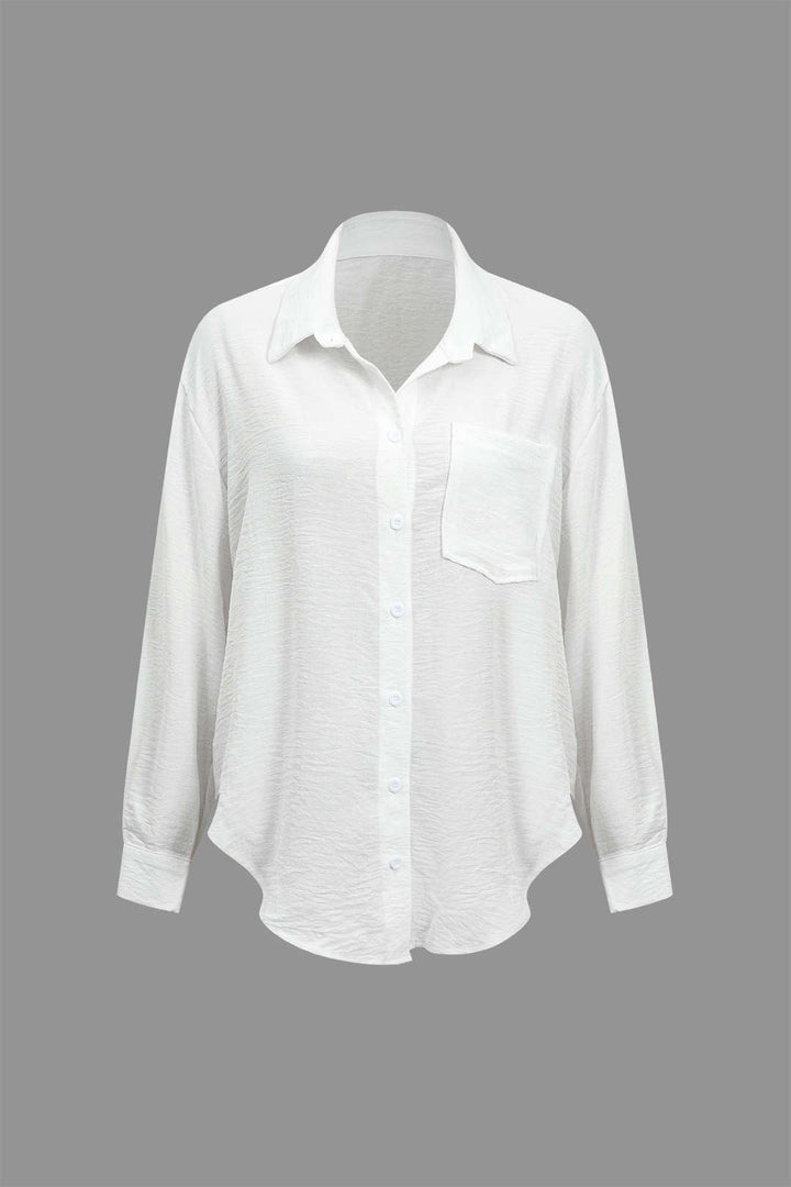 Gweeks - Solid Long-Sleeve Shirt And Ruffle Short Set - gweeks.com