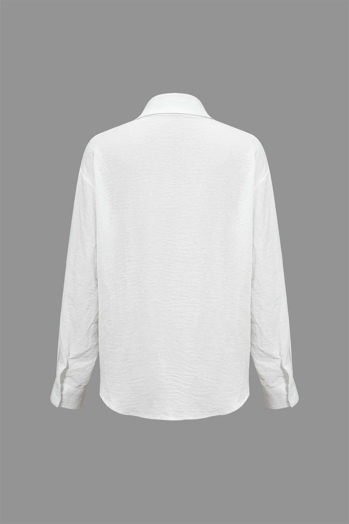 Gweeks - Solid Long-Sleeve Shirt And Ruffle Short Set - gweeks.com