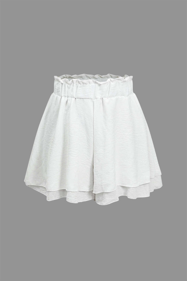 Gweeks - Solid Long-Sleeve Shirt And Ruffle Short Set - gweeks.com