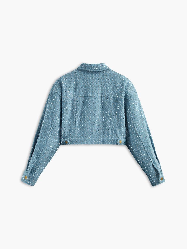 Gweeks - Sparkling Denim Crop Ceket - gweeks.com