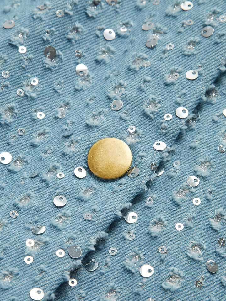 Gweeks - Sparkling Denim Crop Ceket - gweeks.com