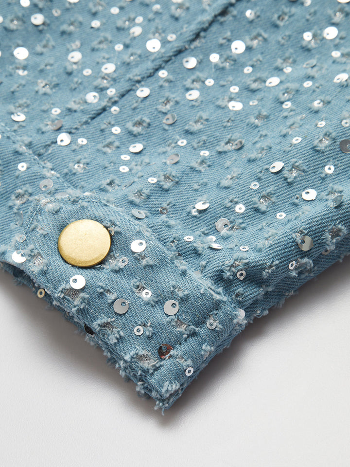 Gweeks - Sparkling Denim Crop Ceket - gweeks.com