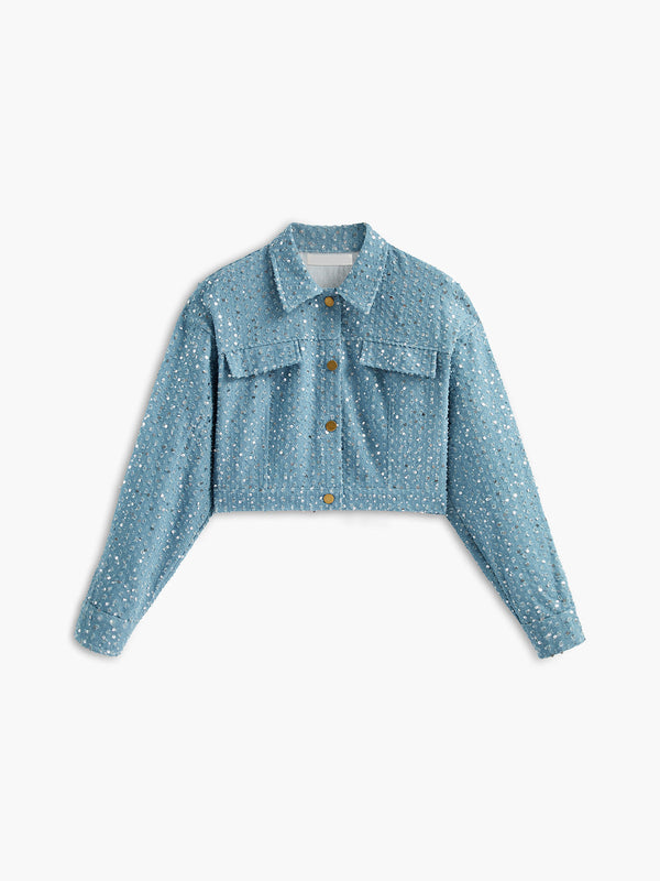 Gweeks - Sparkling Denim Crop Ceket - gweeks.com