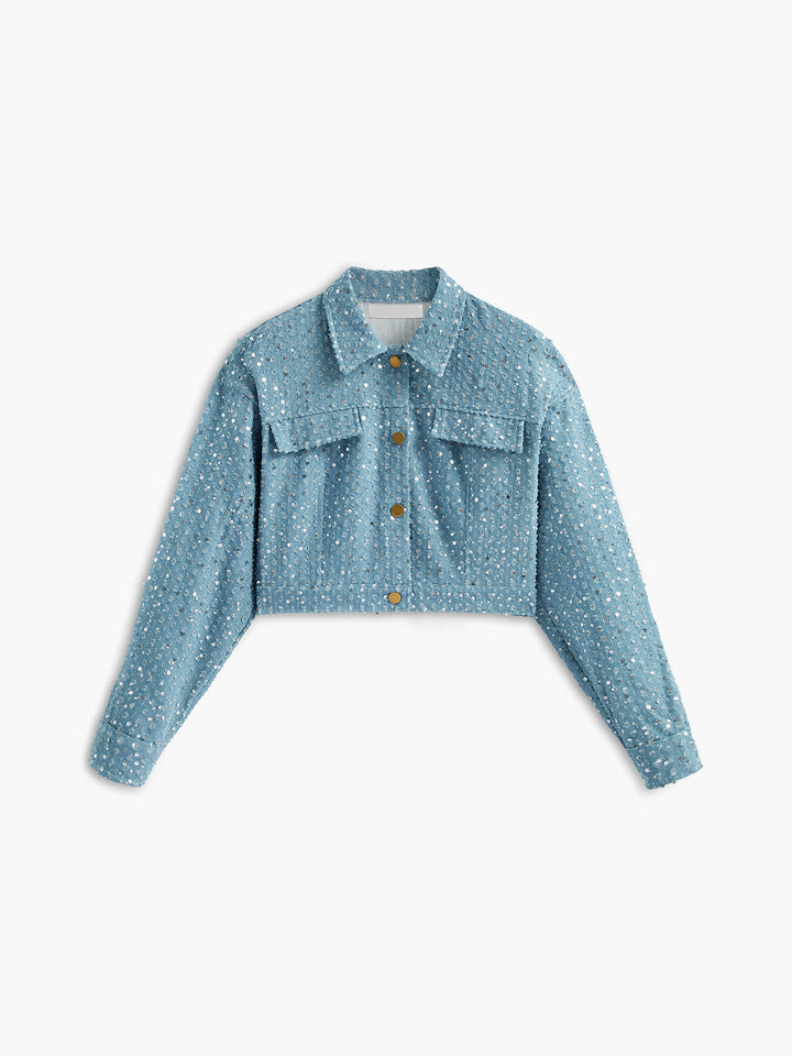 Gweeks - Sparkling Denim Crop Ceket - gweeks.com