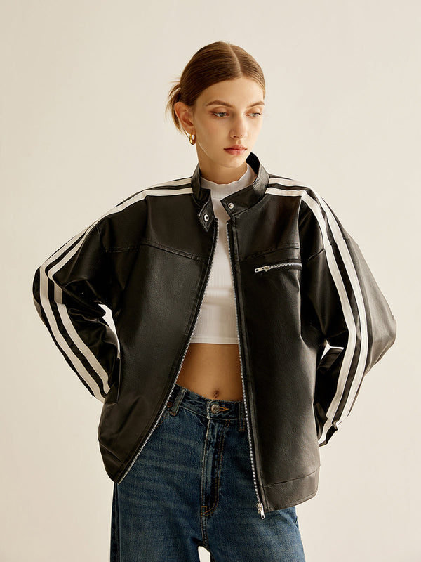 Gweeks - Striker Leather Track Jacket - gweeks.com