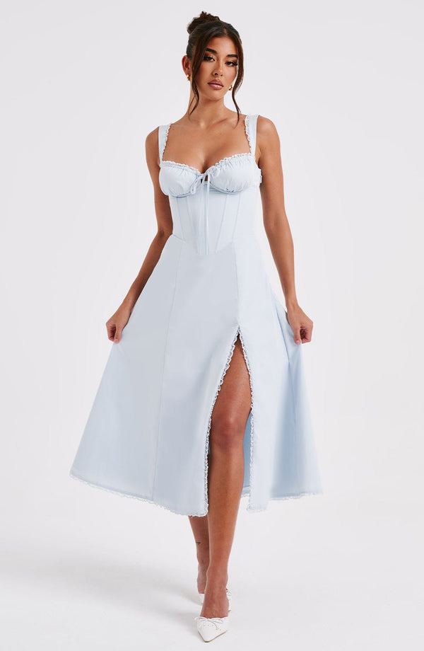 Gweeks - Ulrika Romantik Korseli Mavi Elbise - gweeks.com