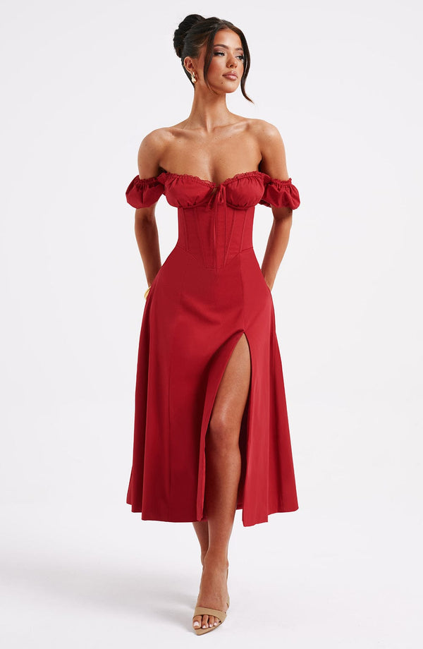 Gweeks - Valeria Off-Shoulder Midi Elbise - gweeks.com