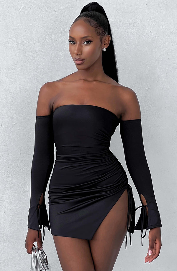 Gweeks - Velvet Noir Straplez Elbise - gweeks.com